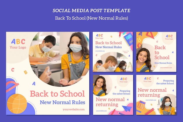 Kostenlose PSD back to school social media post vorlage