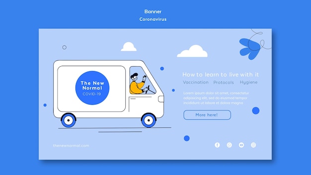 Kostenlose PSD banner vorlage für coronavirus neuen normalen lebensstil