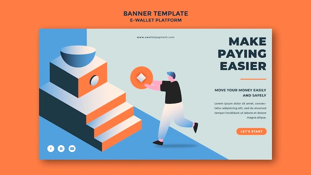 Kostenlose PSD banner-vorlage für die e-wallet-app