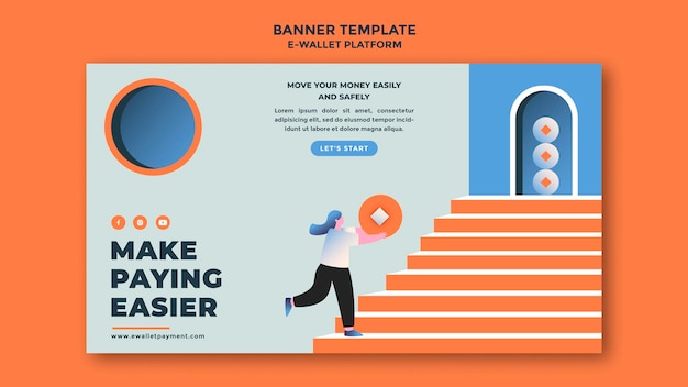 Kostenlose PSD banner-vorlage für die e-wallet-app