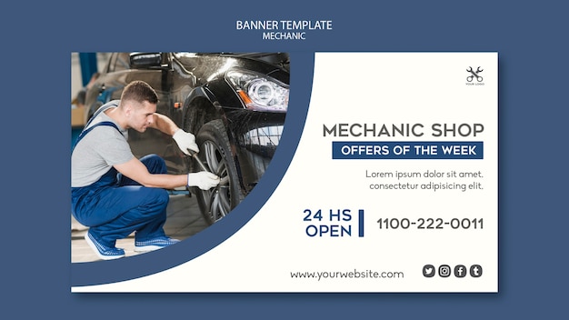 Kostenlose PSD banner vorlage mechaniker shop