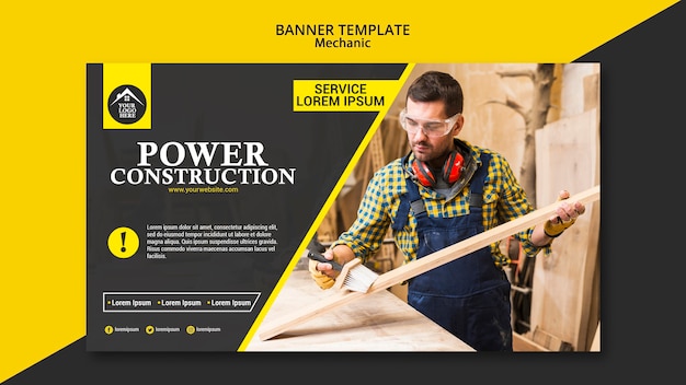 Kostenlose PSD bauarbeiter power construction banner