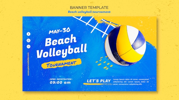 Kostenlose PSD beachvolleyball-konzeptfahnenschablone