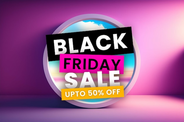 Kostenlose PSD black friday sale banner in pink und schwarz für soziale medien und geschäftliche zwecke