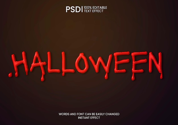 Kostenlose PSD blutender texteffekt für halloween auf schwarzem hintergrund