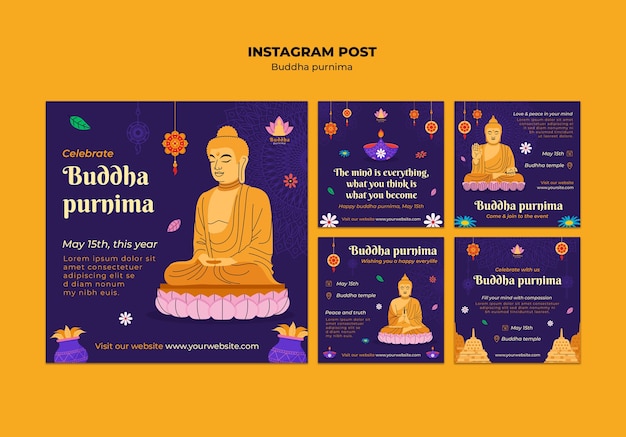 Kostenlose PSD buddha purnima vorlage-design