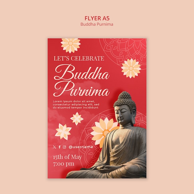 Kostenlose PSD buddha purnima vorlage-design