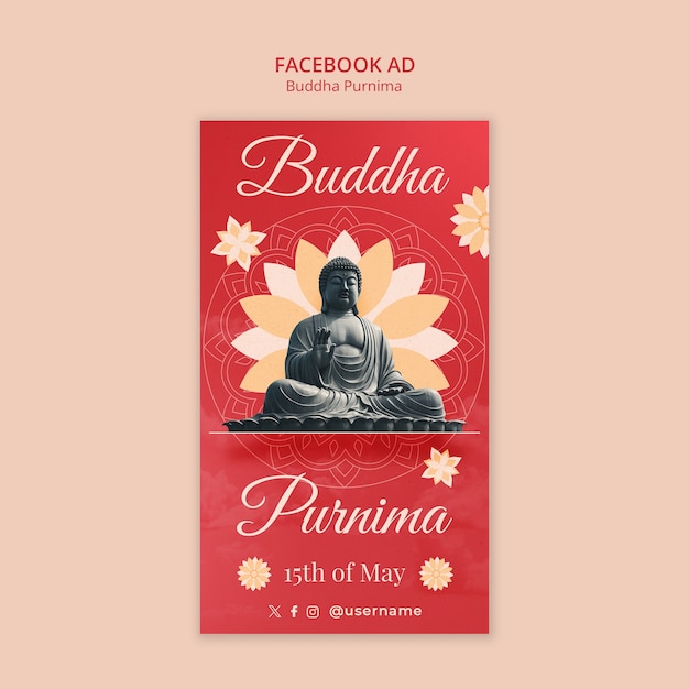 Kostenlose PSD buddha purnima vorlage-design