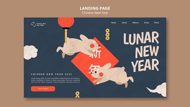 Kostenlose PSD chinesische neujahrs-landingpage