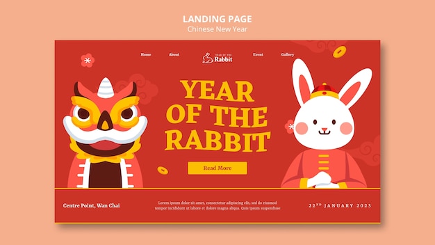 Kostenlose PSD chinesische neujahrs-landingpage