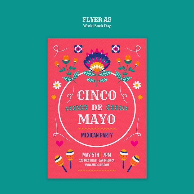 Kostenlose PSD cinco de mayo vorlage-design