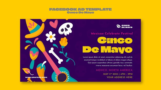 Cinco de Mayo-Vorlage im flachen Design