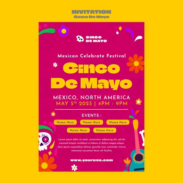 Cinco de Mayo-Vorlage im flachen Design