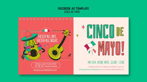 Kostenlose PSD cinco de mayo-vorlage im flachen design