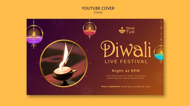 Kostenlose PSD design der diwali-vorlage mit farbverlauf