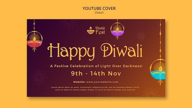 Kostenlose PSD design der diwali-vorlage mit farbverlauf