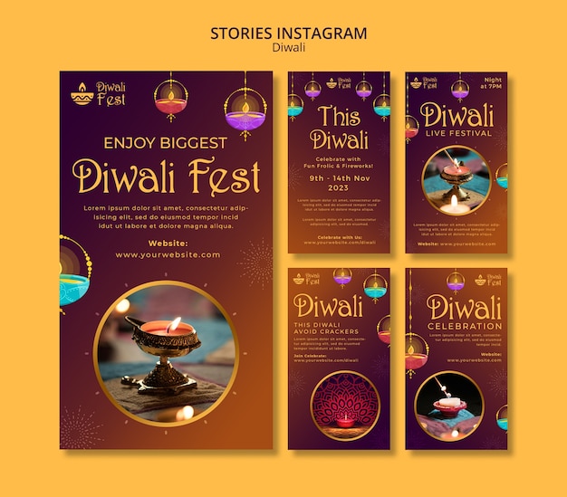 Kostenlose PSD design der diwali-vorlage mit farbverlauf