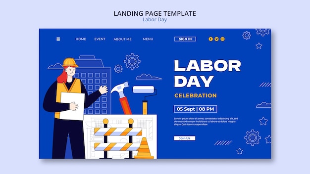 Design der Landingpage-Vorlage für den Tag der Arbeit