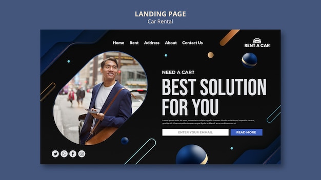 Design der Landingpage-Vorlage für Mietwagen