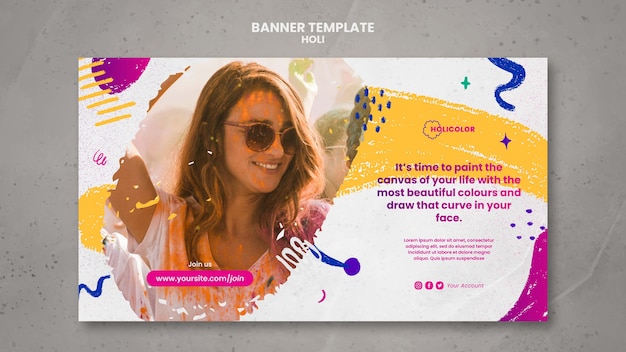 Designvorlage für das flache Design des Holi-Festivals