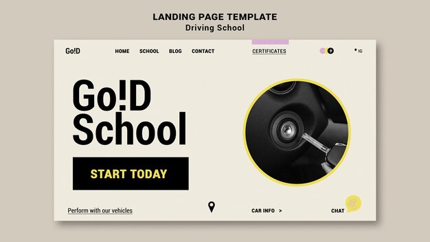 Designvorlage für die Landingpage der Fahrschule