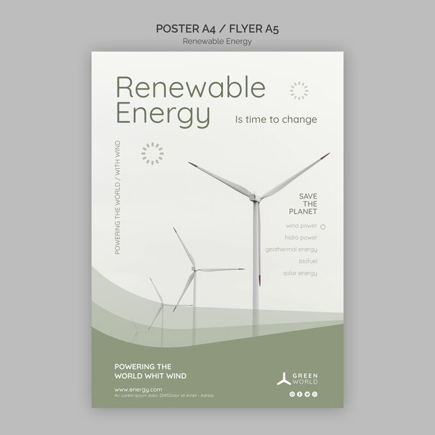 Kostenlose PSD designvorlage für poster für erneuerbare energien