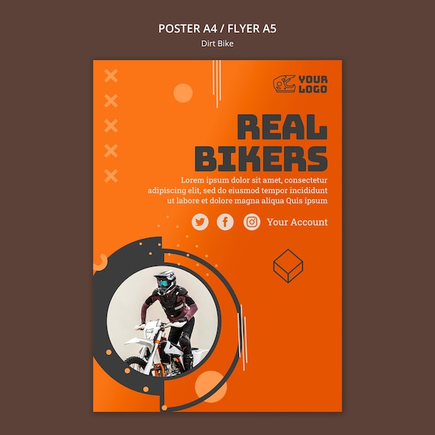 Kostenlose PSD dirt bike flyer vorlage