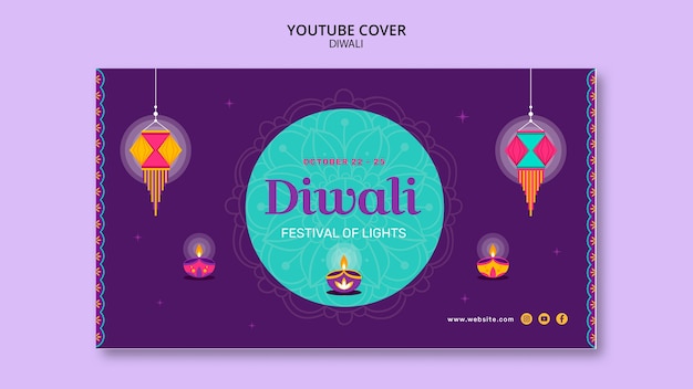 Diwali-Vorlage im flachen Design