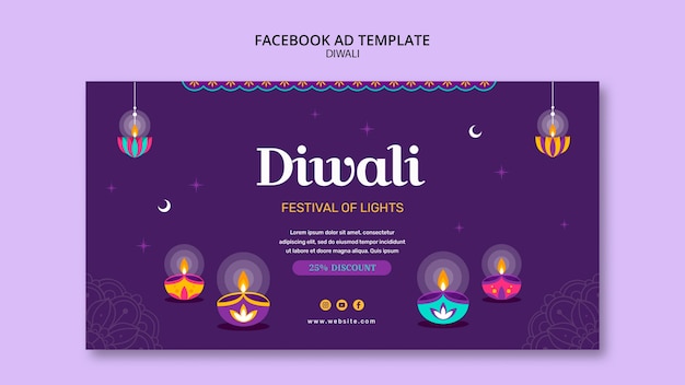 Kostenlose PSD diwali-vorlage im flachen design