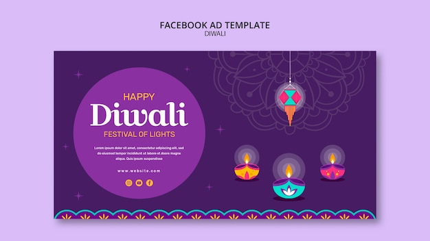 Kostenlose PSD diwali-vorlage im flachen design