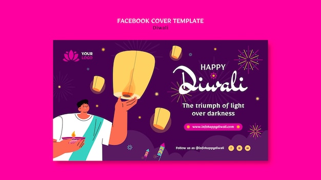 Kostenlose PSD diwali-vorlage im flachen design