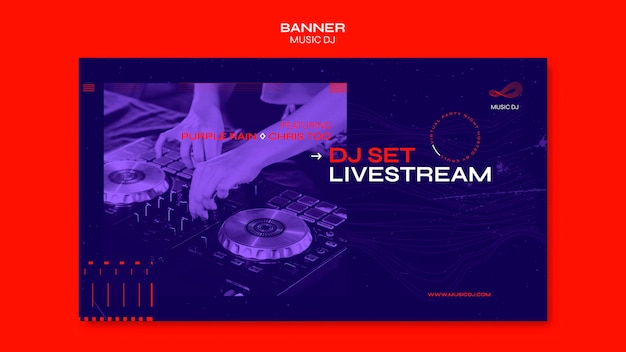 Kostenlose PSD dj set livestream ad banner vorlage