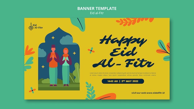 Eid al fitr Banner-Vorlage im flachen Design