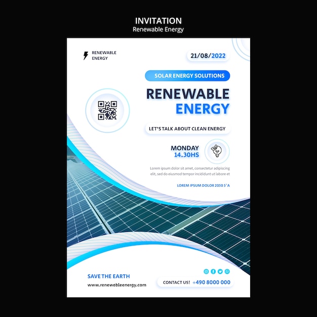 Kostenlose PSD einladungsvorlage für erneuerbare energien