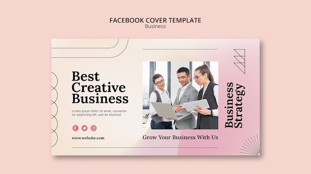 Kostenlose PSD facebook-cover für business-lösungen mit flachem design