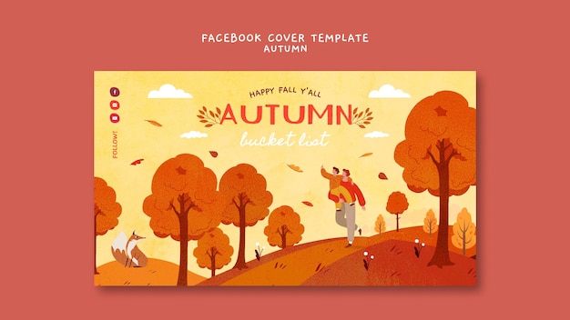 Kostenlose PSD facebook-cover für die herbstsaison im flachen design