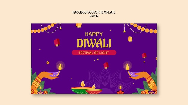 Kostenlose PSD facebook-cover-vorlage für die diwali-feier