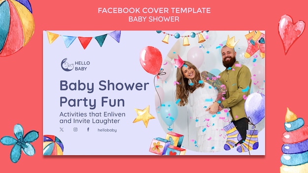 Kostenlose PSD facebook-cover-vorlage für die feier der baby-shower