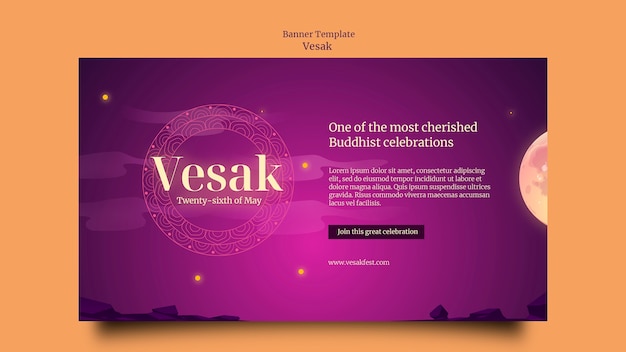 Kostenlose PSD farbverlauf-vesak-banner-template-design