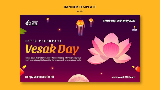 Kostenlose PSD farbverlauf-vesak-banner-template-design