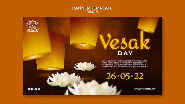 Kostenlose PSD farbverlauf-vesak-feier-banner-template-design