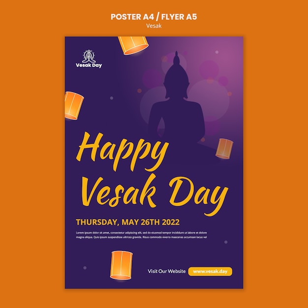 Kostenlose PSD farbverlauf-vesak-feier-plakat-vorlagendesign