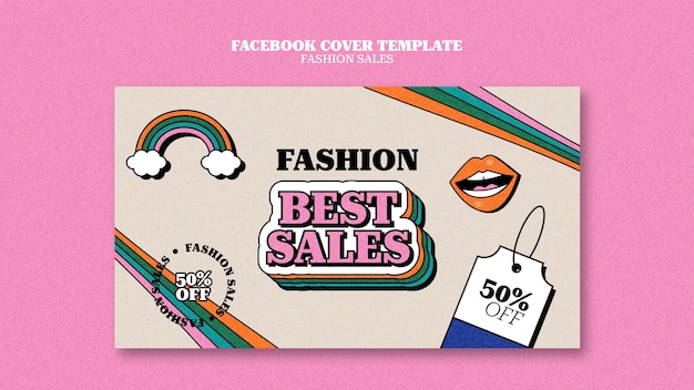 Fashion Sales Social Media Cover-Vorlage mit Retro-Design