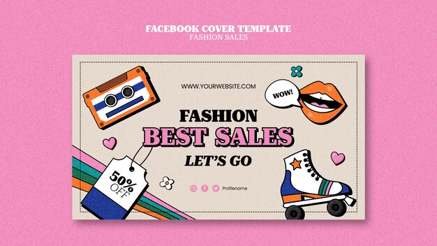 Fashion Sales Social Media Cover-Vorlage mit Retro-Design