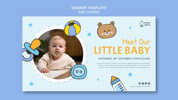 Kostenlose PSD flache design-babyparty-banner-vorlage