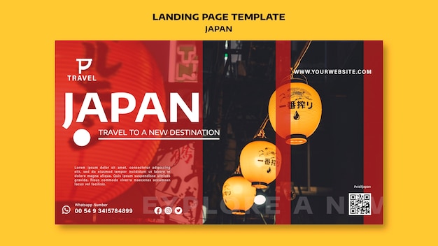 Flache design-landingpage-japan-vorlage