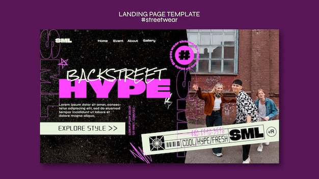 Kostenlose PSD flache design-streetwear-landingpage-vorlage