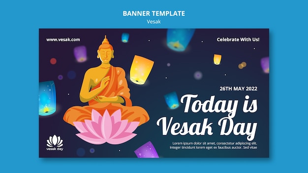 Kostenlose PSD flache design-vesak-banner-vorlage