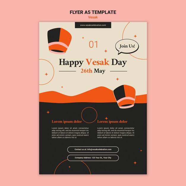 Flache Design-Vesak-Poster-Vorlage