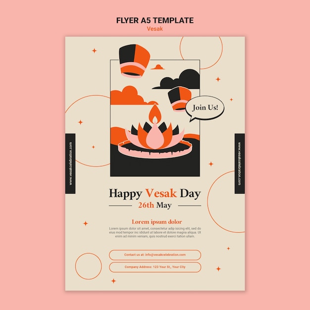 Flache Design-Vesak-Poster-Vorlage